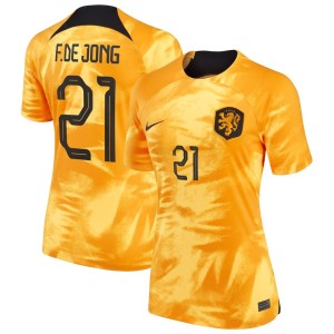 Frenkie de Jong Netherlands National Team Nike Women's 2022/23 Home Breathe Stadium Replica Player Jersey - Orange