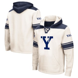 Yale Bulldogs Colosseum 2.0 Lace-Up Pullover Hoodie - Cream