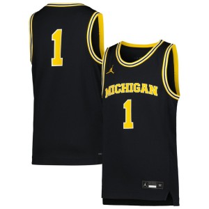 #1 Michigan Wolverines Jordan Brand Youth Icon Replica Basketball Jersey - Navy