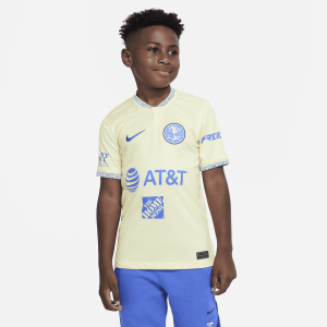 Club América 2022/23 Stadium Home Big Kids' Nike Dri-FIT Soccer Jersey - Lemon Chiffon/Medium Blue