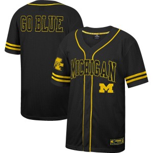 Michigan Wolverines Colosseum Free Spirited Mesh Button-Up Baseball Jersey - Black