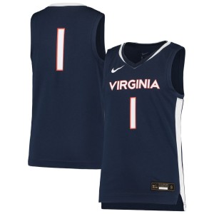 #1 Virginia Cavaliers Nike Youth Team Replica Basketball Jersey - Navy