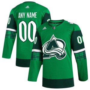 Colorado Avalanche adidas St. Patrick's Day Authentic Custom Jersey - Kelly Green