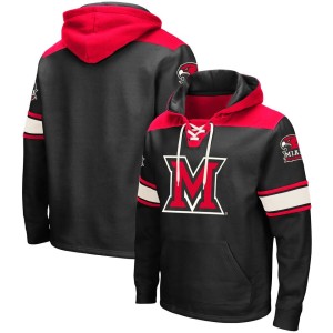 Miami University RedHawks Colosseum 2.0 Lace-Up Pullover Hoodie - Black