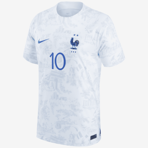 France National Team 2022/23 Stadium Away (Kylian Mbappe) Men's Nike Dri-FIT Soccer Jersey - White