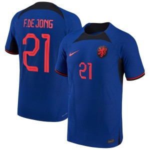 Frenkie de Jong Netherlands National Team Nike 2022/23 Away Vapor Match Authentic Player Jersey - Blue