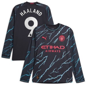 Erling Haaland Manchester City Puma 2023/24 Third Long Sleeve Replica Player Jersey - Navy