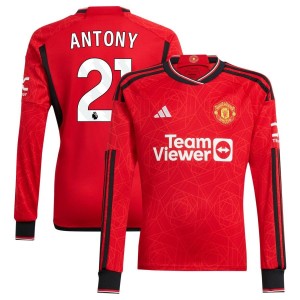 Antony Antony  Manchester United adidas 2023/24 Home Replica Long Sleeve Jersey - Red