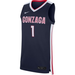 Men's NCAA Gonzaga Bulldogs #1 Navy Replica Basketball Jersey