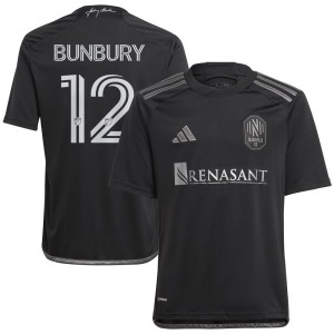 Teal Bunbury Nashville SC adidas Youth 2023 Man In Black Kit Replica Jersey - Black