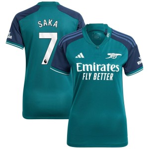 Bukayo Saka Arsenal adidas Women's 2023/24 Third Replica Player Jersey - Green