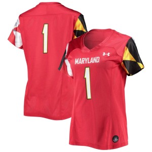 #1 Maryland Terrapins Under Armour Women's Replica Jersey - Red