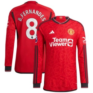 Bruno Fernandes Manchester United adidas 2023/24 Home Authentic Long Sleeve Player Jersey - Red