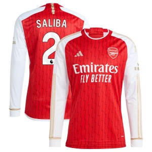 William Saliba  Arsenal adidas 2023/24 Home Replica Long Sleeve Jersey - Red