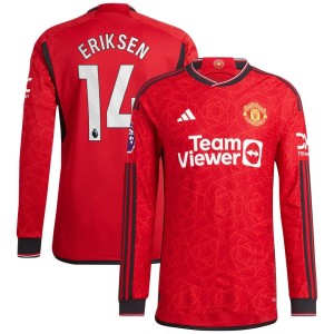 Christian Eriksen Manchester United adidas 2023/24 Home Authentic Long Sleeve Player Jersey - Red