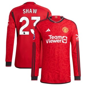 Luke Shaw  Manchester United adidas 2023/24 Home Authentic Long Sleeve Jersey - Red