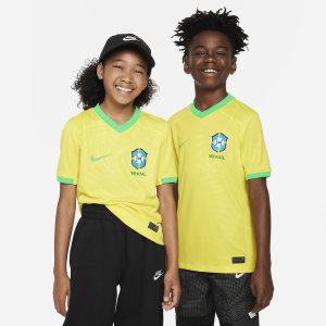 Brazil 2023 Stadium Home Big Kids' Nike Dri-FIT Soccer Jersey - Dynamic Yellow/Green Spark/Green Spark