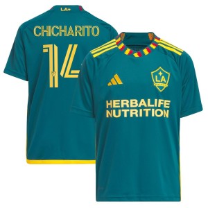 Chicharito LA Galaxy adidas Youth 2023 LA Kit Replica Player Jersey - Green