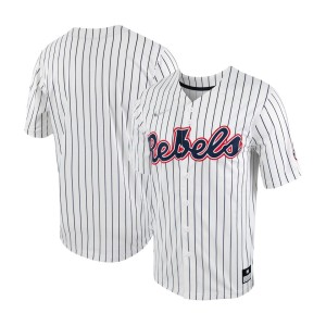Ole Miss Rebels Nike Pinstripe Replica Full-Button Baseball Jersey - White/Navy