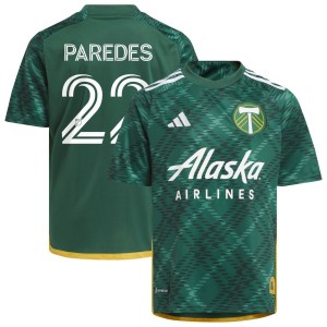 Cristhian Paredes Portland Timbers adidas Youth 2023 Portland Plaid Kit Replica Jersey - Green