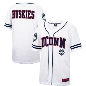 UConn Huskies Colosseum Free Spirited Mesh Button-Up Baseball Jersey - White