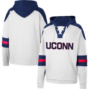 UConn Huskies Colosseum Lace-Up 4.0 Pullover Hoodie - White