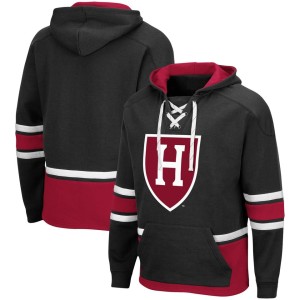 Harvard Crimson Colosseum Lace Up 3.0 Pullover Hoodie - Black
