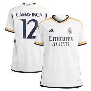 Eduardo Camavinga Real Madrid adidas Youth 2023/24 Home Replica Jersey - White