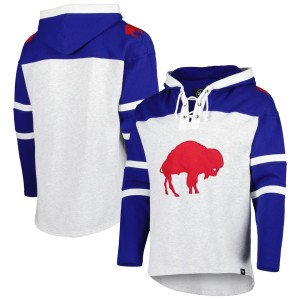 Buffalo Bills '47 Historic Logo Gridiron Lace-Up Pullover Hoodie - Heather Gray