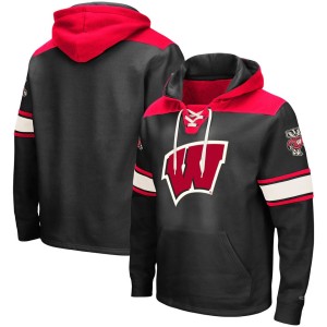 Wisconsin Badgers Colosseum 2.0 Lace-Up Pullover Hoodie - Black
