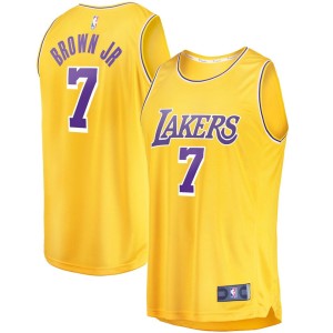 Men's Fanatics Branded Troy Brown Jr. Gold Los Angeles Lakers Fast Break Replica Jersey - Icon Edition