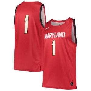 #1 Maryland Terrapins Under Armour College Replica Basketball Jersey - Red