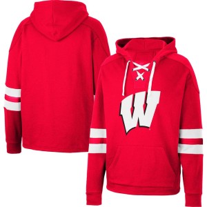 Wisconsin Badgers Colosseum Lace-Up 4.0 Pullover Hoodie - Red