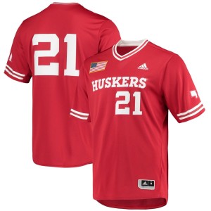Nebraska Huskers adidas Replica V-Neck Baseball Jersey - Scarlet