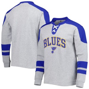 Men's Heather Gray St. Louis Blues Classic Fit Lace-Up Pullover Sweatshirt