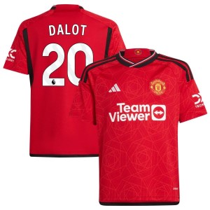 Diogo Dalot  Manchester United adidas Youth 2023/24 Home Replica Jersey - Red