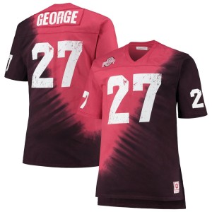 Eddie George Ohio State Buckeyes Mitchell & Ness Name & Number Tie-Dye V-Neck T-Shirt - Scarlet/Black