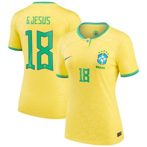 Gabriel Jesus Brazil National Team Nike Women's 2022/23 Replica Home Jersey - Yellow