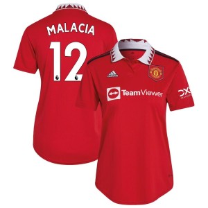 Tyrell Malacia Manchester United adidas Women's 2022/23 Home Replica Jersey - Red