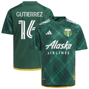 Diego Gutierrez Portland Timbers adidas Youth 2023 Portland Plaid Kit Replica Jersey - Green