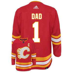 Calgary Flames Dad Number One Adidas Primegreen Authentic NHL Hockey Jersey