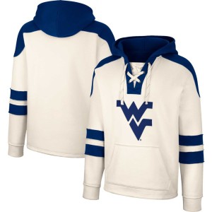 West Virginia Mountaineers Colosseum Lace-Up 4.0 Vintage Pullover Hoodie - Cream