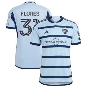 Danny Flores Sporting Kansas City adidas 2023 Hoops 4.0 Authentic Jersey - Light Blue