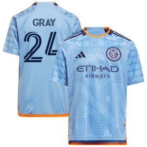 Tayvon Gray New York City FC adidas Youth 2023 The Interboro Kit Replica Jersey - Light Blue