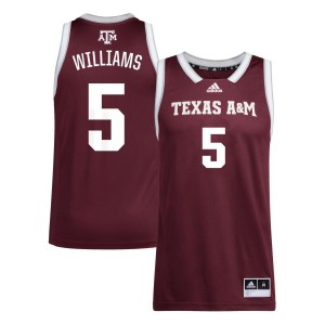 Jordan Williams Texas A&M Aggies adidas Unisex NIL Men's Basketball Jersey - Maroon