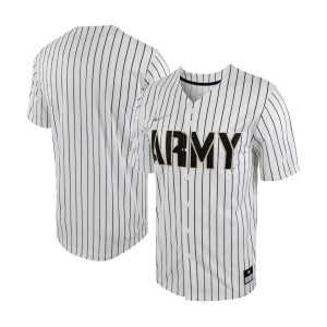 Army Black Knights Nike Pinstripe Replica Full-Button Baseball Jersey - White/Black