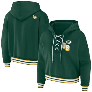 Green Bay Packers WEAR by Erin Andrews Women's Lace-Up Pullover Hoodie - Green