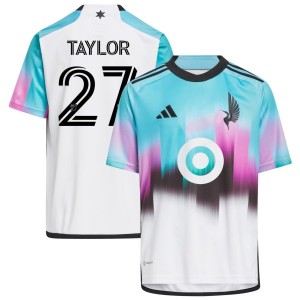 DJ Taylor Minnesota United FC adidas Youth 2023 The Northern Lights Kit Replica Jersey - White