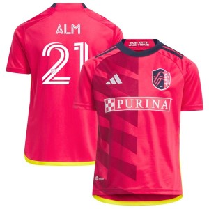 Rasmus Alm St. Louis City SC adidas Youth 2023 CITY Kit Replica Jersey - Red