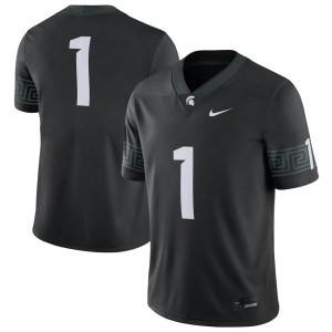 #1 Michigan State Spartans Nike Alternate Football Game Jersey - Black